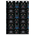 Ghost Samurai Mask Pattern Print Curtain