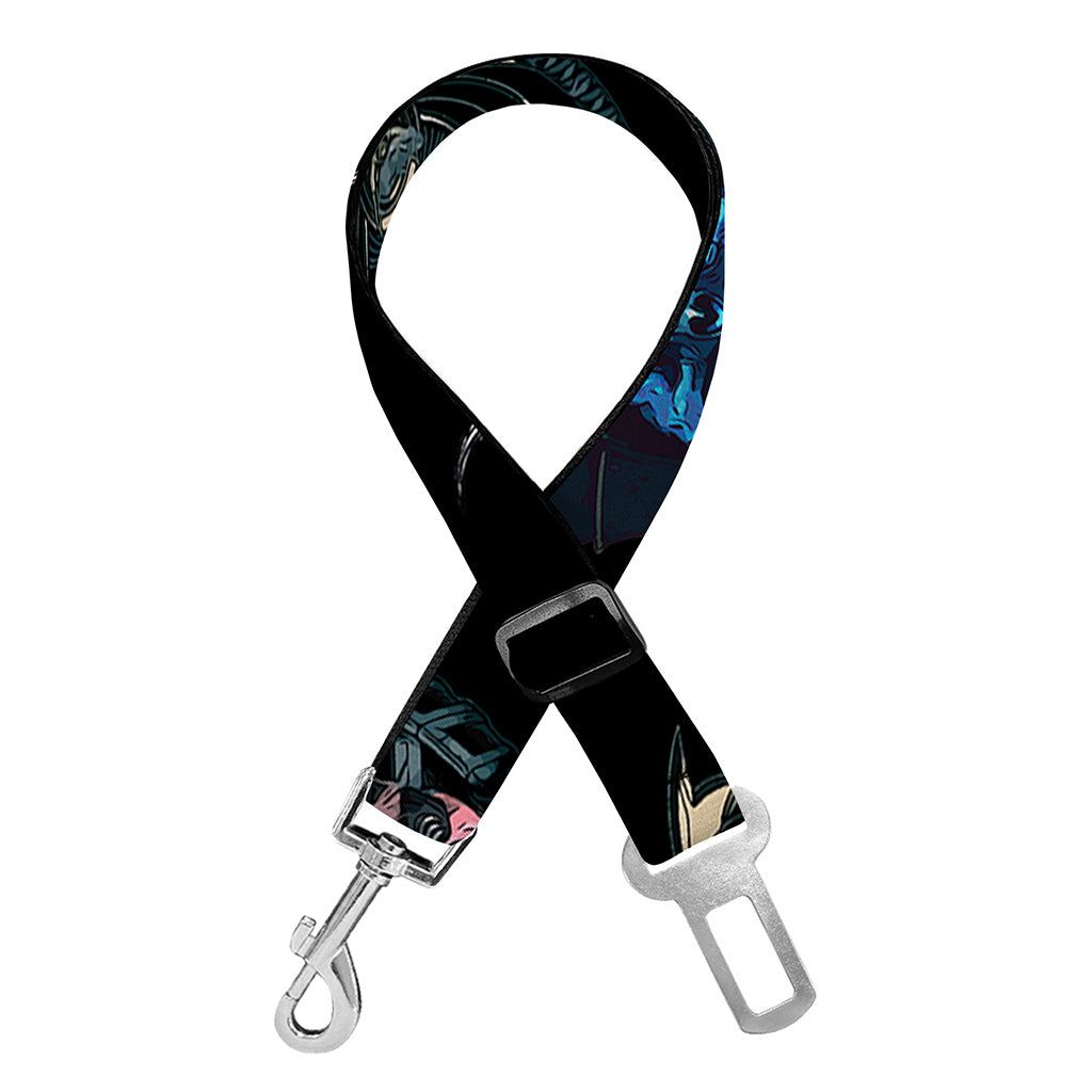 Ghost Samurai Mask Pattern Print Dog Seat Belt