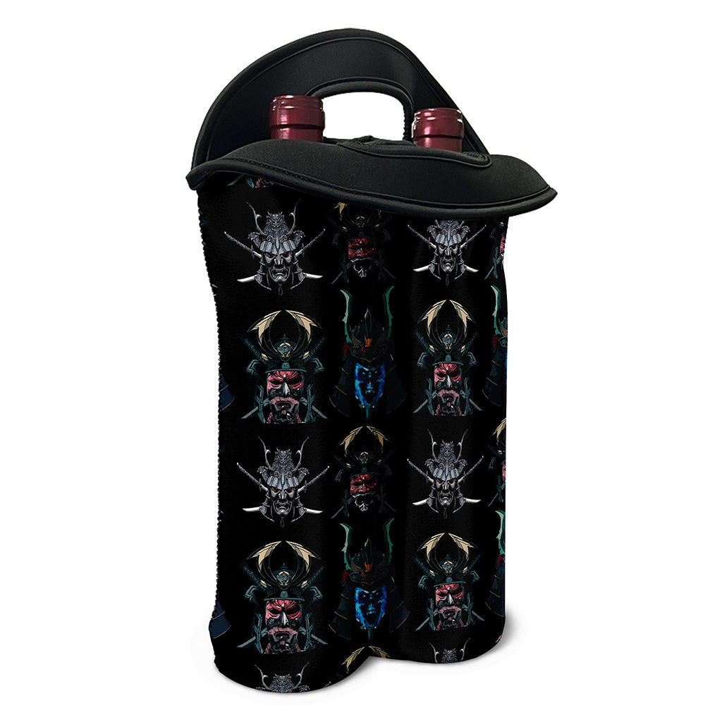 Ghost Samurai Mask Pattern Print Double Neoprene Wine Tote