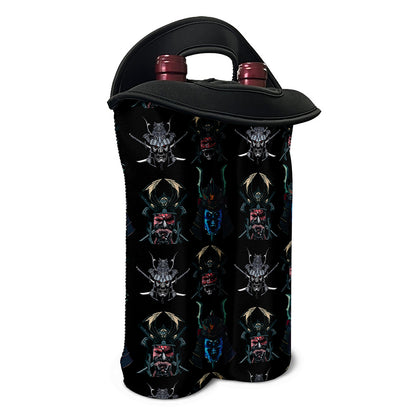 Ghost Samurai Mask Pattern Print Double Neoprene Wine Tote