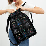 Ghost Samurai Mask Pattern Print Drawstring Backpack