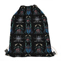 Ghost Samurai Mask Pattern Print Drawstring Bag