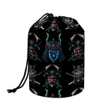 Ghost Samurai Mask Pattern Print Drawstring Makeup Bag