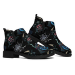 Ghost Samurai Mask Pattern Print Flat Ankle Boots