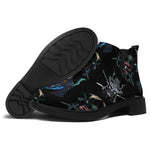 Ghost Samurai Mask Pattern Print Flat Ankle Boots