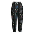 Ghost Samurai Mask Pattern Print Fleece Lined Knit Pants