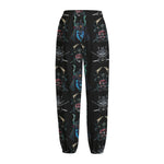 Ghost Samurai Mask Pattern Print Fleece Lined Knit Pants