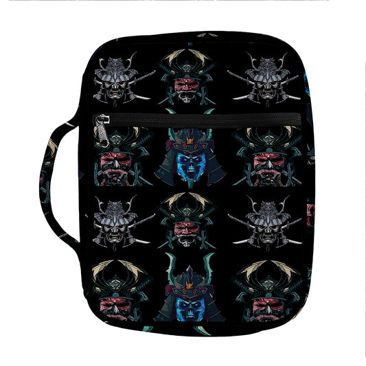 Ghost Samurai Mask Pattern Print Front Pocket Bible Bag