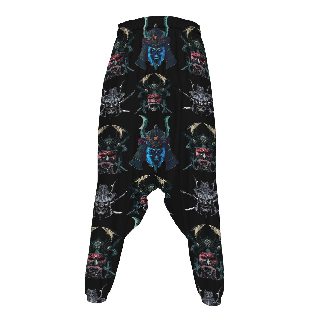 Ghost Samurai Mask Pattern Print Hammer Pants