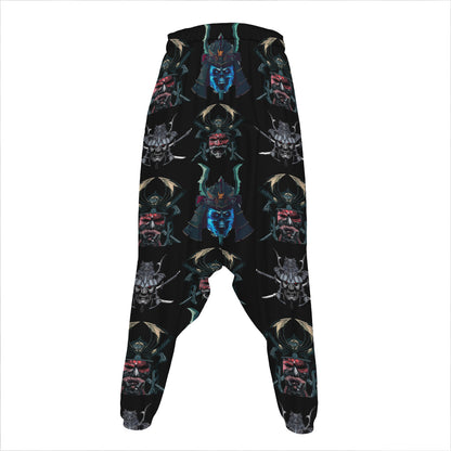 Ghost Samurai Mask Pattern Print Hammer Pants
