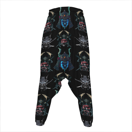 Ghost Samurai Mask Pattern Print Hammer Pants