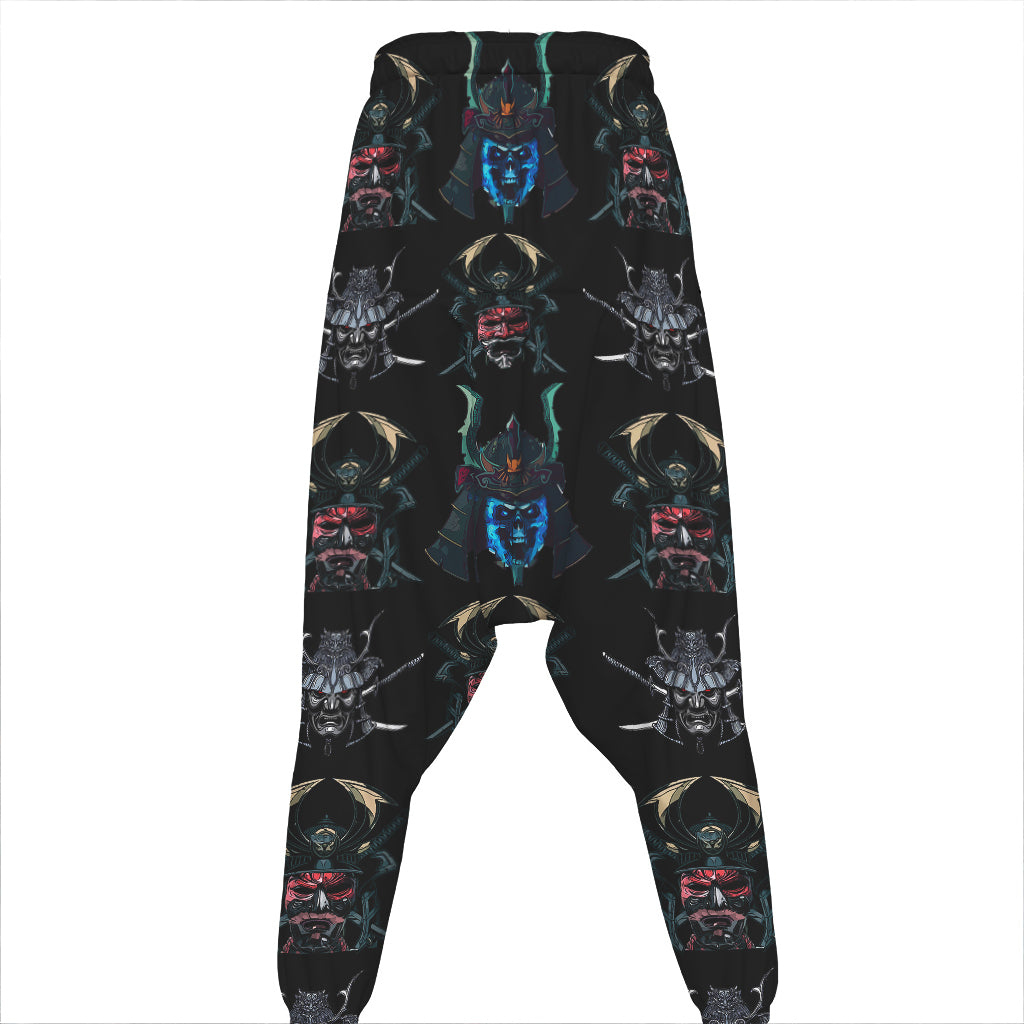 Ghost Samurai Mask Pattern Print Hammer Pants