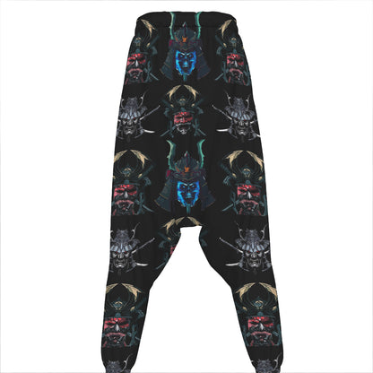 Ghost Samurai Mask Pattern Print Hammer Pants