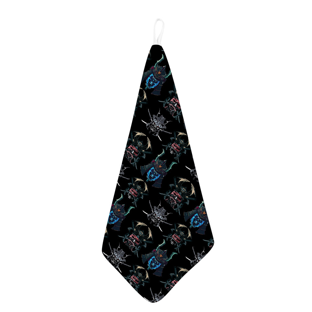 Ghost Samurai Mask Pattern Print Hand Towel
