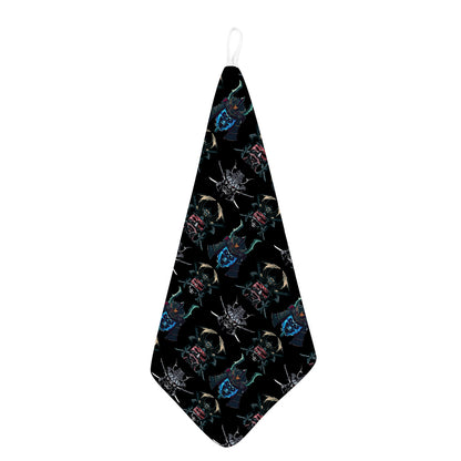 Ghost Samurai Mask Pattern Print Hand Towel