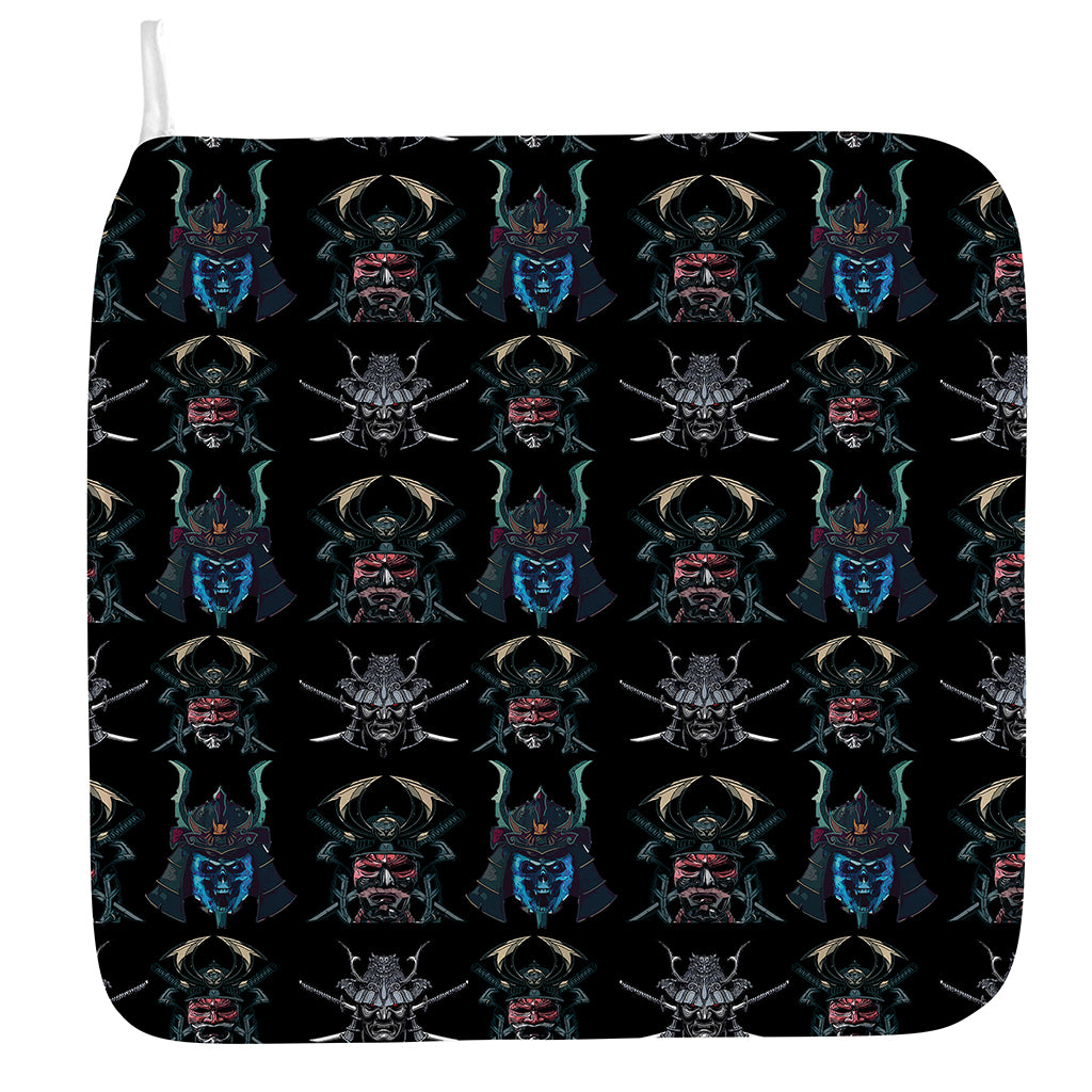 Ghost Samurai Mask Pattern Print Hand Towel