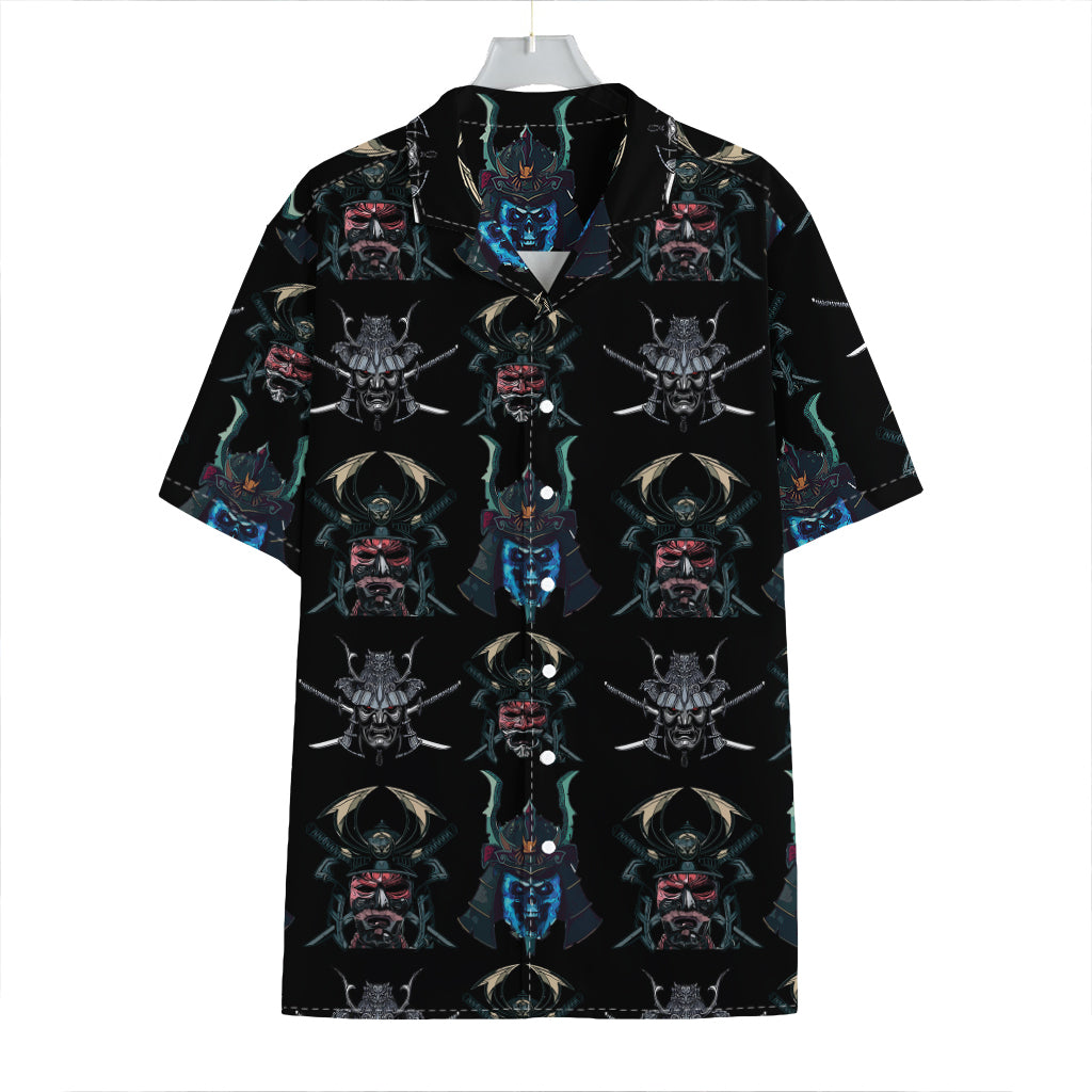 Ghost Samurai Mask Pattern Print Hawaiian Shirt