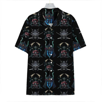 Ghost Samurai Mask Pattern Print Hawaiian Shirt