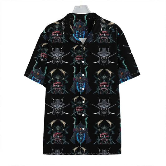 Ghost Samurai Mask Pattern Print Hawaiian Shirt