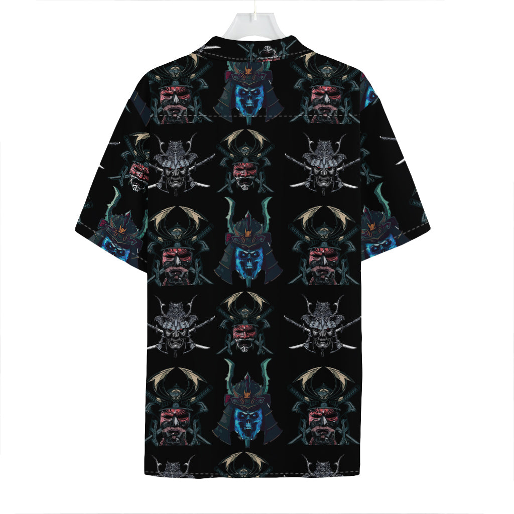 Ghost Samurai Mask Pattern Print Hawaiian Shirt