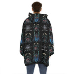 Ghost Samurai Mask Pattern Print Hoodie Blanket