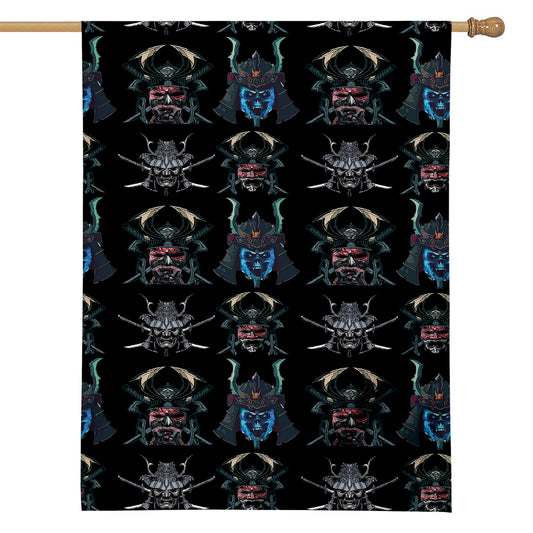 Ghost Samurai Mask Pattern Print House Flag