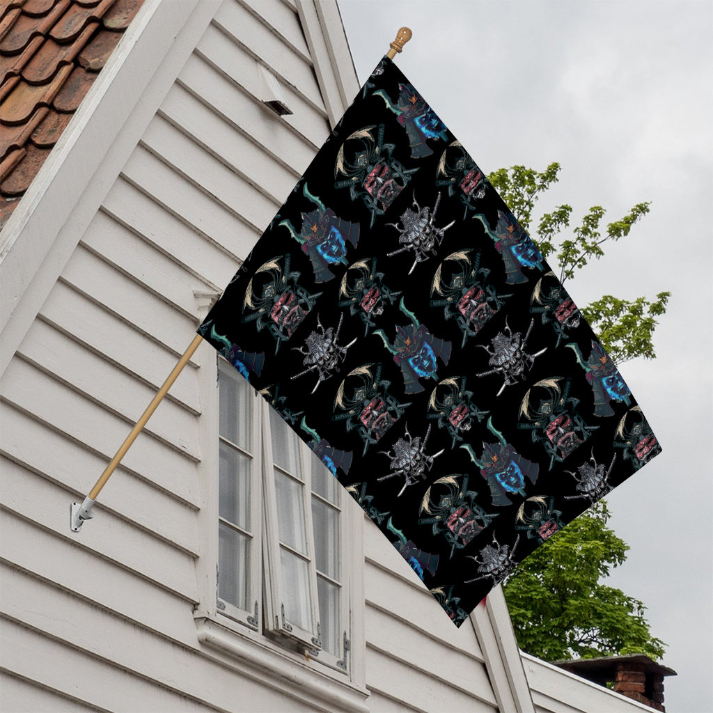 Ghost Samurai Mask Pattern Print House Flag