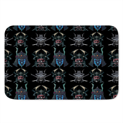 Ghost Samurai Mask Pattern Print Indoor Door Mat