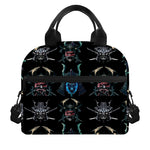Ghost Samurai Mask Pattern Print Insulated Lunch Bag