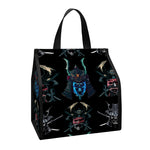 Ghost Samurai Mask Pattern Print Insulated Lunch Tote