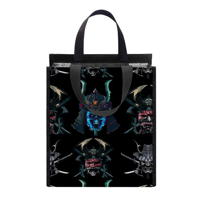 Ghost Samurai Mask Pattern Print Insulated Lunch Tote