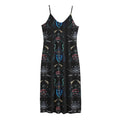 Ghost Samurai Mask Pattern Print Jersey Midi Cami Dress