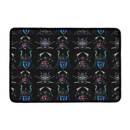 Ghost Samurai Mask Pattern Print Kitchen Mat