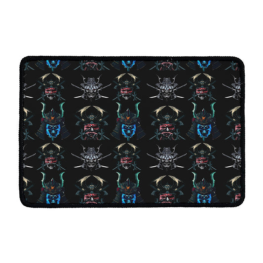 Ghost Samurai Mask Pattern Print Kitchen Mat