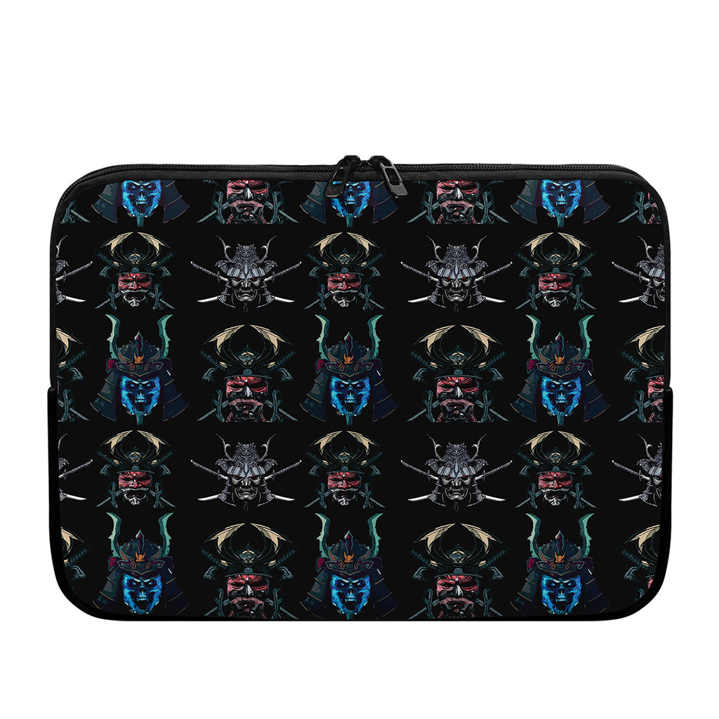 Ghost Samurai Mask Pattern Print Laptop Sleeve