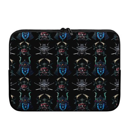 Ghost Samurai Mask Pattern Print Laptop Sleeve
