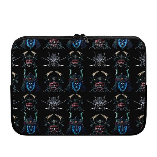 Ghost Samurai Mask Pattern Print Laptop Sleeve