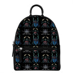 Ghost Samurai Mask Pattern Print Leather Backpack