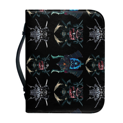 Ghost Samurai Mask Pattern Print Leather Bible Cover