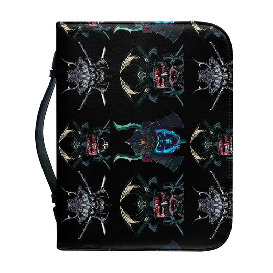 Ghost Samurai Mask Pattern Print Leather Bible Cover