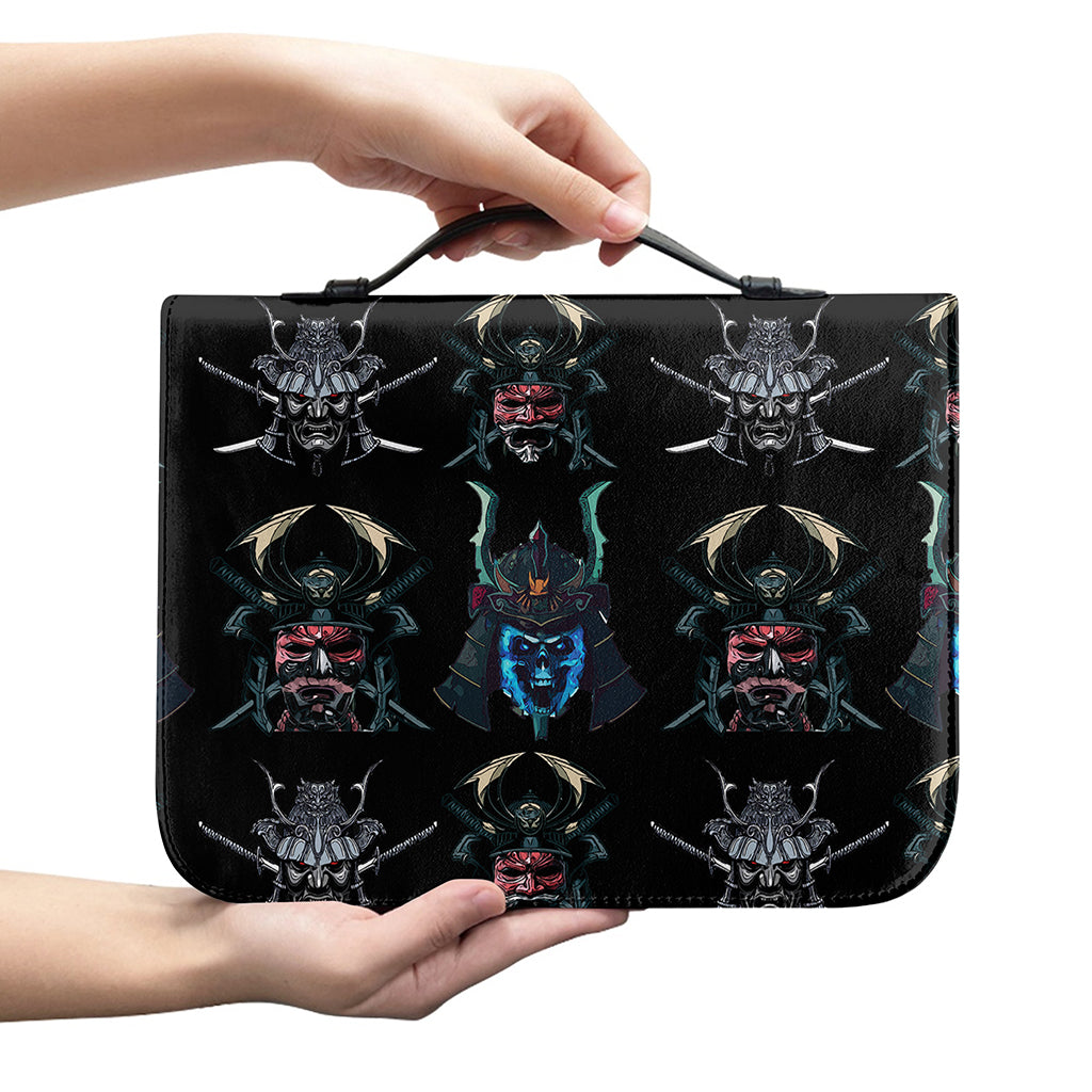 Ghost Samurai Mask Pattern Print Leather Bible Cover