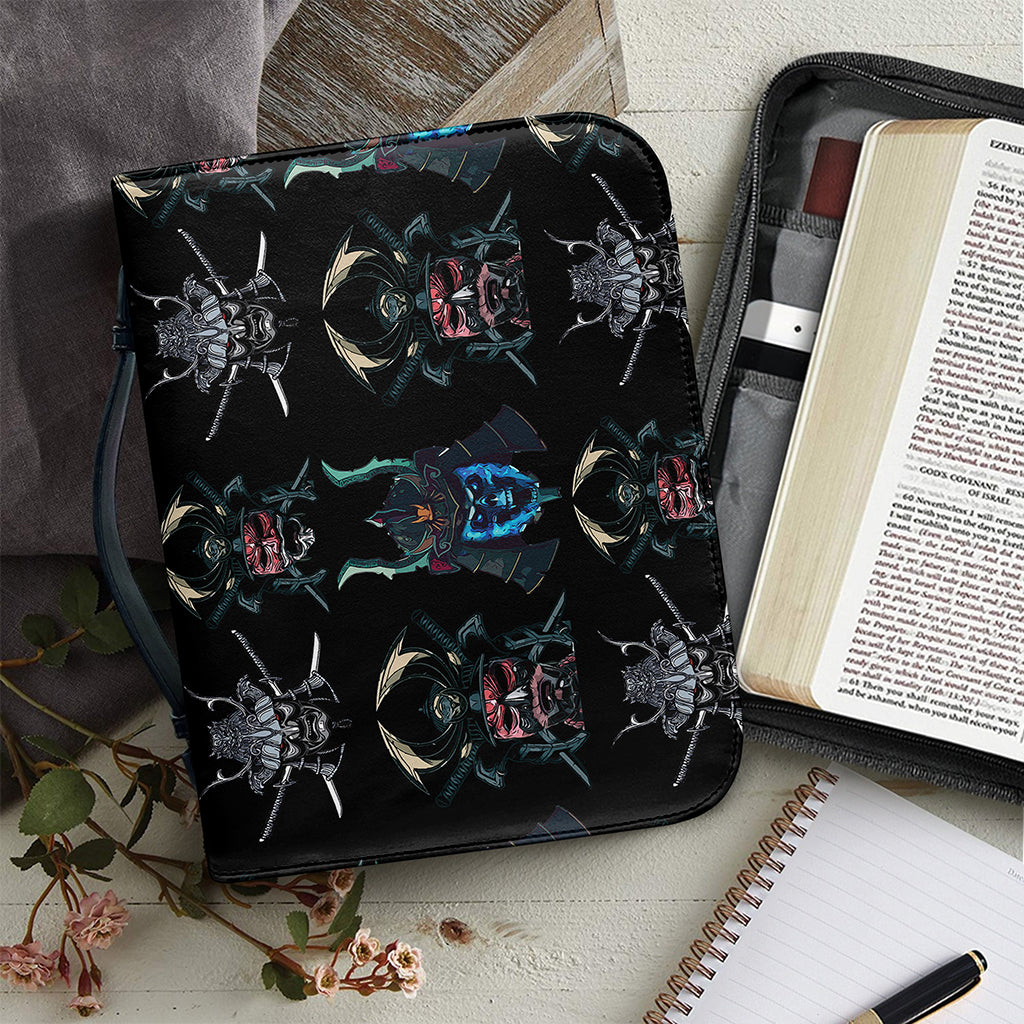 Ghost Samurai Mask Pattern Print Leather Bible Cover