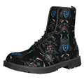 Ghost Samurai Mask Pattern Print Lace-Up Boots