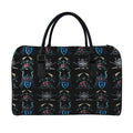 Ghost Samurai Mask Pattern Print Leather Duffel Bag