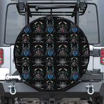 Ghost Samurai Mask Pattern Print Leather Spare Tire Cover