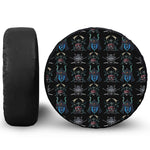 Ghost Samurai Mask Pattern Print Leather Spare Tire Cover