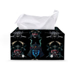 Ghost Samurai Mask Pattern Print Leather Tissue Box Cover