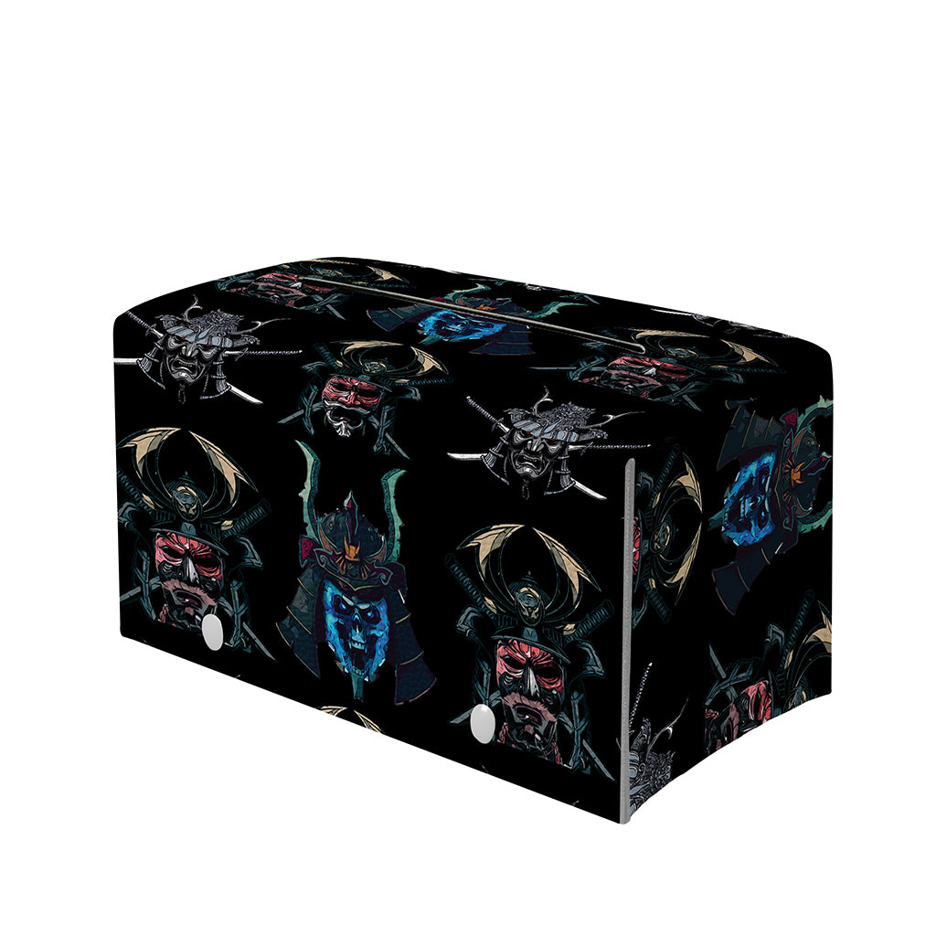 Ghost Samurai Mask Pattern Print Leather Tissue Box Cover