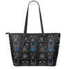 Ghost Samurai Mask Pattern Print Leather Tote Bag