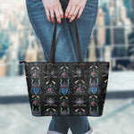 Ghost Samurai Mask Pattern Print Leather Tote Bag